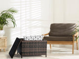 Outdoor PE Wicker Side Table with Storage, Patio Rattan End Table Square Container for Furniture 16033987