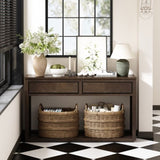 TREXM 55" Console Table, Rustic Wooden Entryway Table with Storage Drawers and Open Shelf, Elegant N715P235096D