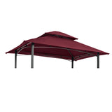 ZNTS 8x5Ft Grill Gazebo Replacement Canopy,Double Tiered BBQ Tent Roof Top Cover,Burgundy 97205972