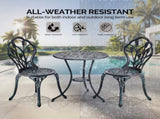 3 PCS Outdoor Set, All-Weather Cast Aluminum Tulip Table and Chairs Set of 2, Patio 50860135