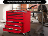 7-Drawering Tool Chest Cabinet, Large Capacity Metal Tool Box with Wheels and Cylinder Locking, 00101738