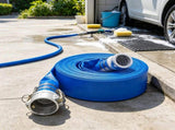 2 Inch by 50 ft Pool Drain Hose, Durable PVC Material with Camlock C & E Connectors and Clamps, Blue 61725106