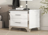 Elegant High Gloss Nightstand with Metal Handle,Mirrored Bedside Table with 2 Drawers for 20717890