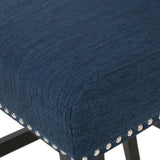 Vienna Contemporary Fabric Tufted Wingback 27 Inch Counter Stools, Set of 2, Navy Blue and Dark 64855.00NBLU
