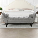Alma Tufted Flared Arm Entryway Bench, Opal Grey Velvet B2719P238451