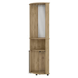 Oregon Corner Bar Cabinet, 3-Tier Shelf with Glass Rack B128P176134