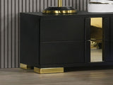 Black And Gold Trim 1pc Nightstand Bracketed Metal Legs Acrylic Trim Contemporary Bedroom Furniture B2741P325736