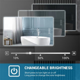 36" x 28" LED Bathroom Mirror Bright Backlight, 5 Mins Defog, Full HD Reflected Wall Mounted Vanity T3177P284021