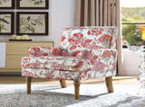 Accent Chair, Floral Armchair, Nailhead Trim, Red and white Decor, Solid Wood Legs, Farmhouse 38974784