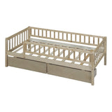 Twin Size Daybed Wood Bed with Two Drawers, Natural WF301864AAN