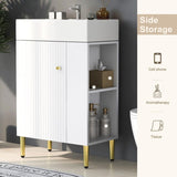21.6" white Bathroom vanity, Combo Cabinet, Bathroom Storage Cabinet, Single Ceramic Sink, Right 79483389