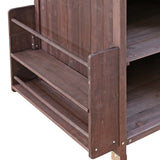 K&K 40.5" Outdoor Grill Cart with Stainless Steel Top, Solid Wood Outdoor Storage Cabinet with Drop N707P228272Z