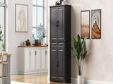 K&K 71" Tall Kitchen Pantry Cabinet with 3 Pull Out Cabinet Organizers, Farmhouse Embossed Texture N707P256507B