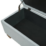 Ottoman storage bench, recessed support hinge top easy to open, rivet trim around, bedroom, W2941P239182
