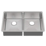 ZNTS 32" L X 19" W Undermount Double Bowl 16 Gauge 304 Stainless Steel Kitchen Sink W1225P266037