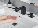 Bathroom Faucets for Sink 3 Hole Black 8 inch Widespread Bathroom Sink Faucet with Pop Up Drain W1932P181996