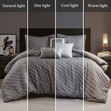 7 PCS Queen Comforter Set Grey B035P319207
