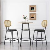 ZNTS Rattan Bar Stool, Indoor Leather Bar Stools Set of 2, Counter Height Bar Stools with Metal Leg & W578125359