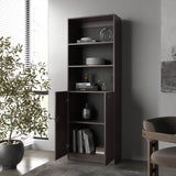 FM FURNITURE Beyerville Bookcase with Open Storage and 2 Doors, Stained Walnut B128P301396