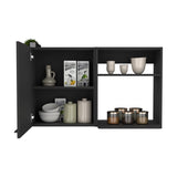 Kitchen Wall Cabinet Bussolengo, Two Shelves, Black Wengue Finish B092123128