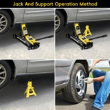 ZNTS Lifting Range 4.33"-14.17",2.25Ton Hydraulic Floor Jack,3 Ton Jack Stands,Tire Repair kit,Yellow,Low W2788P236547