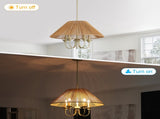 15cm Down Rod Pendant, Beige Paper Rope Lampshade with Iron, 12cm Canopy, Boho Hanging Ceiling W934P512279
