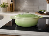 5QT Round Enameled Cast Iron Pot with Stainless Steel Handle Green Gradient 09898673