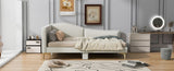 Full Size Upholstered Daybed with Headboard and Armrest, Support Legs, Beige WF318303AAM
