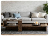 2-Tier Modern Geometric Coffee Table Engineered Wood Low Center Table with Storage Shelf, Waterproof 39393692