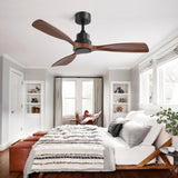 48 Inch Ceiling Fan Without Light, 3 Solid Wood Blades Outdoor Ceiling Fan 6-speed Reversible DC W882P164175