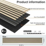 Acoustic Wood Wall Panels, 2 Pack 94.5" x 12.6" Soundproof Wall Panels,Wood Slat Wall Panels for T3210P310261