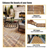 30 PCS Interlocking Deck Tiles Checker Pattern, 12" x 12" Square Yellow Acacia Hardwood Outdoor W2391P288867