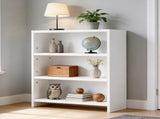 3-Tier Adjustable Open Bookcase, Freestanding White Wood Storage Shelf, 88lbs Load Capacity Display 90931503