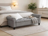 50 Inch End of Bed Storage , Button Tufted Bench with Rolled Arms & Wood Legs 48242345