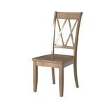 ZNTS Casual Brown Finish Side Chairs Set of 2 Pine Veneer Transitional Double-X Back Design Dining Room B01143556