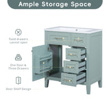 30" Bathroom Vanity without Sink, Cabinet Base Only, Bathroom Cabinet with Drawers, Solid Frame and WF321000AAF