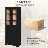 67.57" Tall Bathroom Storage Cabinet with Tempered Glass Doors, Adjustable Shelves & Drawer Modern N729P310006B