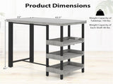 Courtyard Table with Tempered Glass Top Outdoor Bar Table 43.5" x 22" x 41" 77973843