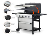 4-Burner Propane Gas BBQ Grill, SS Plancha, 49200BTU Output With Wire Enamel Cooking Grids For W2938P208389