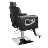 ZNTS PVC Leather Cover Galvanized Square Tray with Footrest Retractable Barber Chair 300.00lbs Black 11736312