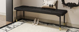 59*17 Inch Multifunctional Black Shoe Bench - Faux PU Cushion, Sturdy Metal Legs With Gold W1512P355084