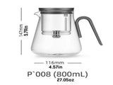 Heat-resistant glass teapot, magnetic switch, Gunmetal Black 800mL 47773149