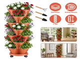 7Tier Vertical Stackable Planter with Rolling Casters, SpaceSaving Stacking Tower with Drainage 15915285