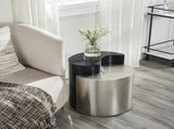 Modern & Contemporary Style End Table Made with Iron Sheet Frame in Black & Silver B009140743
