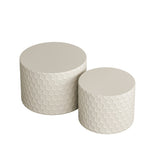 Stylish and Minimalist Nesting Coffee Table Set with Honeycomb Design, Modern Round Coffee Table, W757P206008