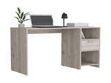 Computer Desk with 1-Drawer and 2-Open Storage Shelves, Light Gray B097133108