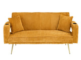 The straight-row white corduroy sofa with throw pillows, featuring a minimalist style, is suitable W1658P251985