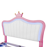 ZNTS Full Size Upholstered Bed Frame with LED Lights,Modern Upholstered Princess Bed With Crown WF307962AAH