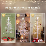 4ft With Stars On Top, Snowy Fir Shape, Plastic Material, 80 Lights, Warm Colors, Four Colors, 8 80169324