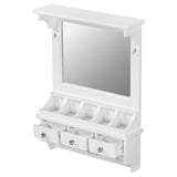 Floating Makeup Vanity with Big Mirror, Wall-Mounted Storage Vanity with Drawers, Pockets & Hooks, N844P292485A